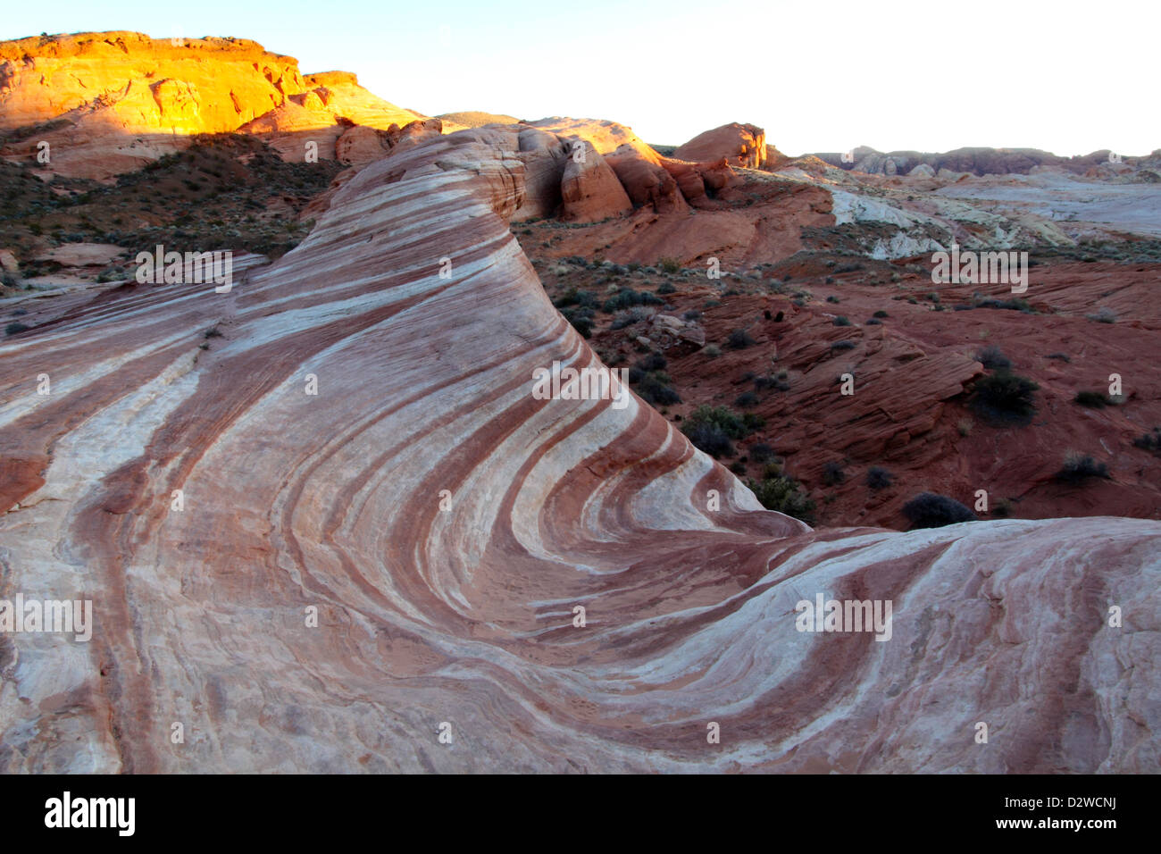 Sunset Over The Fire Wave, Valley Of Fire State Park, Nevada Stock Photo