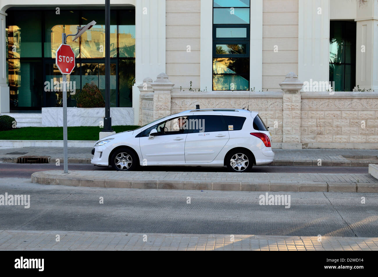 Taxi car on street in front of  Las Arenas hotel in Valencia, Spain Stock Photo