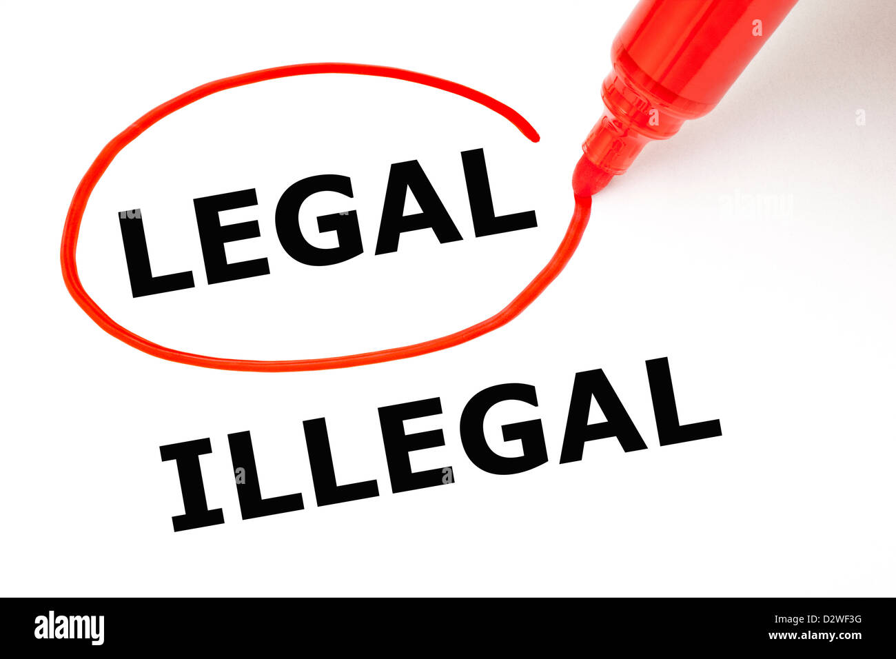 Choosing Legal instead of Illegal. Legal selected with red marker Stock