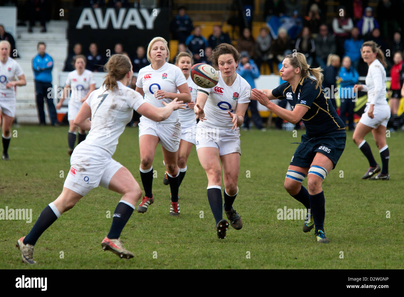 2.2.2013, Esher, England v Scotland Women's Rugby Six Nations Stock