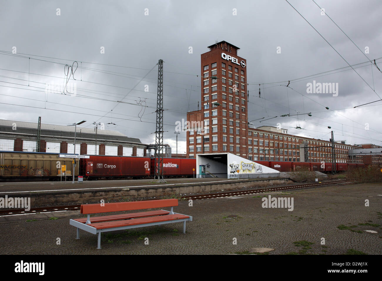 Russelsheim, Germany, the SBahn station Opel factory in Werksgelaende
