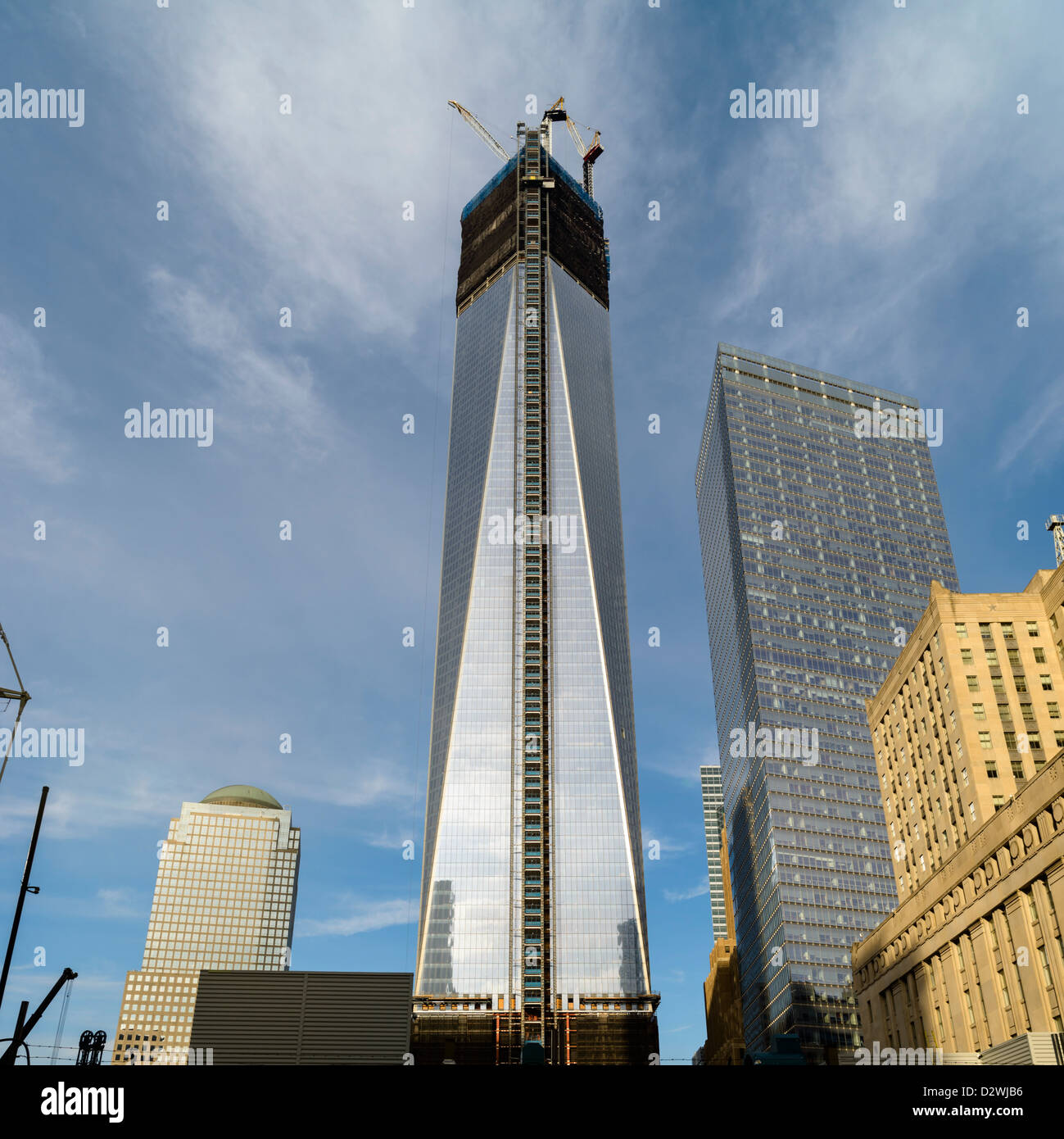 One World Trade Center under construction, Lower Manhattan, New York City, USA Stock Photo