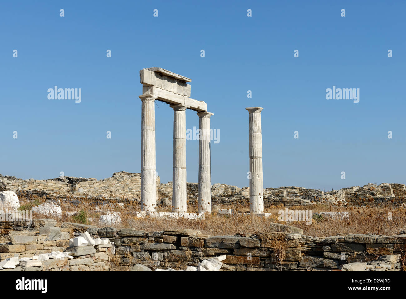 Delos Inscription Column Delos. Greece. Four marble columns belonging to the complex of the ...