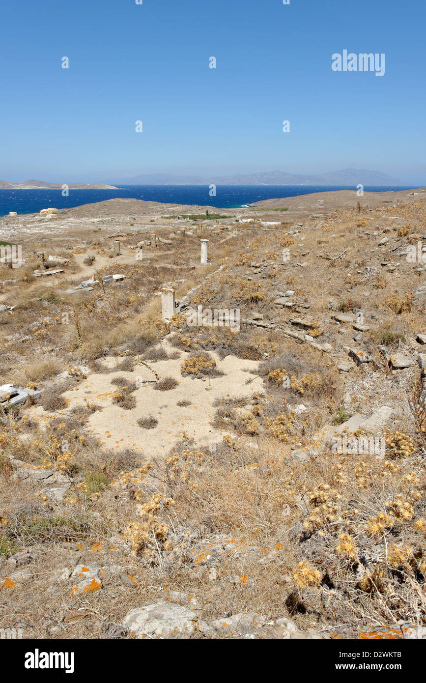 Delos. Greece. The small Hellenistic theatre at the sanctuary of the Syrian Gods. Stock Photo