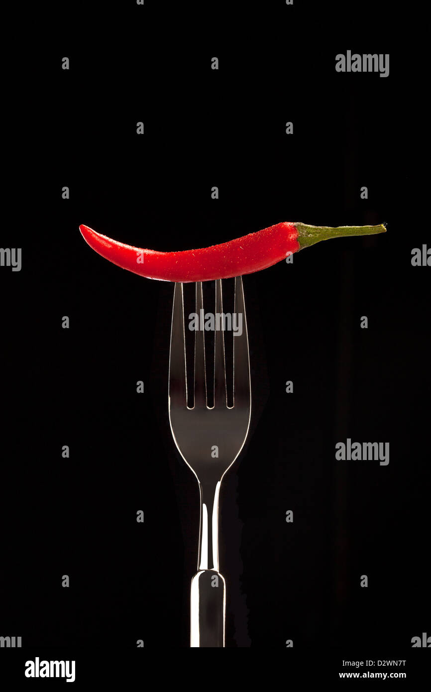 a fresh chili on a black background Stock Photo