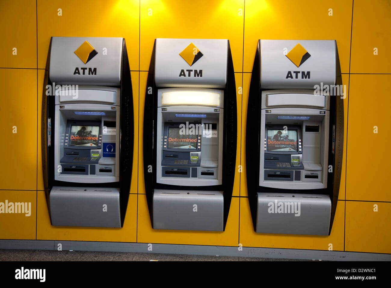 ATM unattended machine that dispenses money when a personCommonwealth Bank Auto tellers Sydney Australia Stock Photo