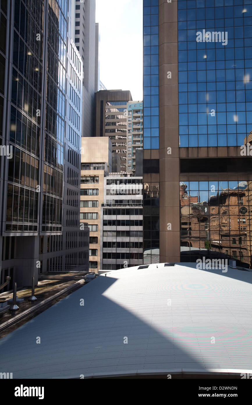 View along George Street of the glass and mirror office buildings that line the street Sydney Australia Stock Photo