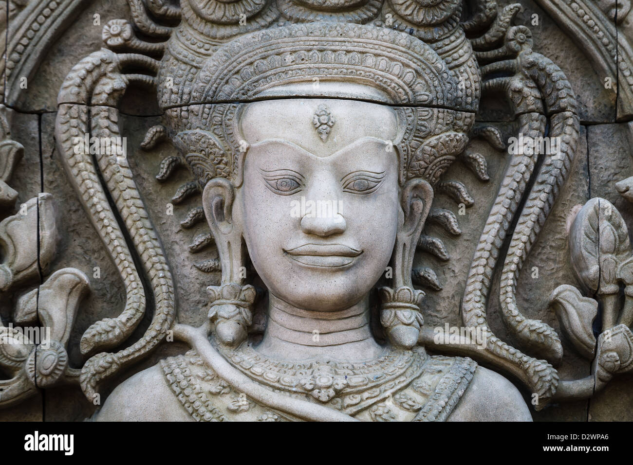 An ancient stone sculpture, close up at face Stock Photo Alamy
