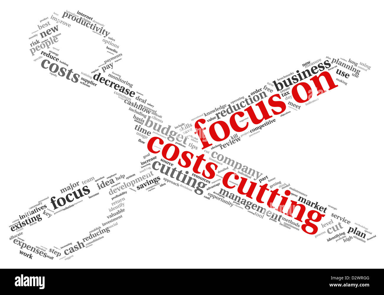 Focus on costs cutting concept in word tag cloud Stock Photo Alamy
