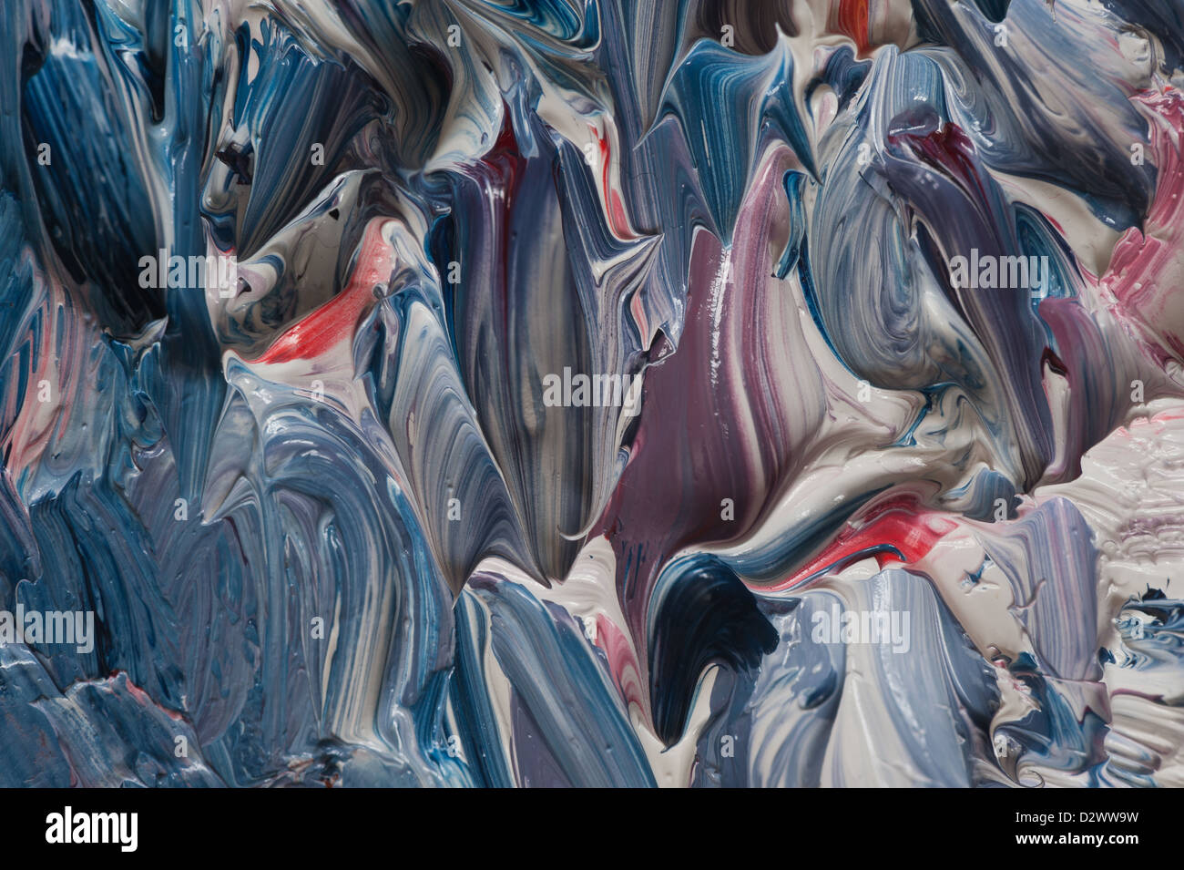 impasto detail of oil paint brush strokes and pallet knife in a thick