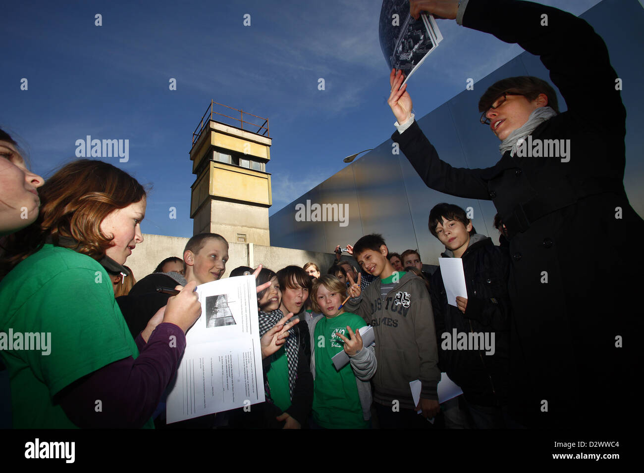 Berlin, Germany, school class at the Mauergedenkstaette in Bernauer ...