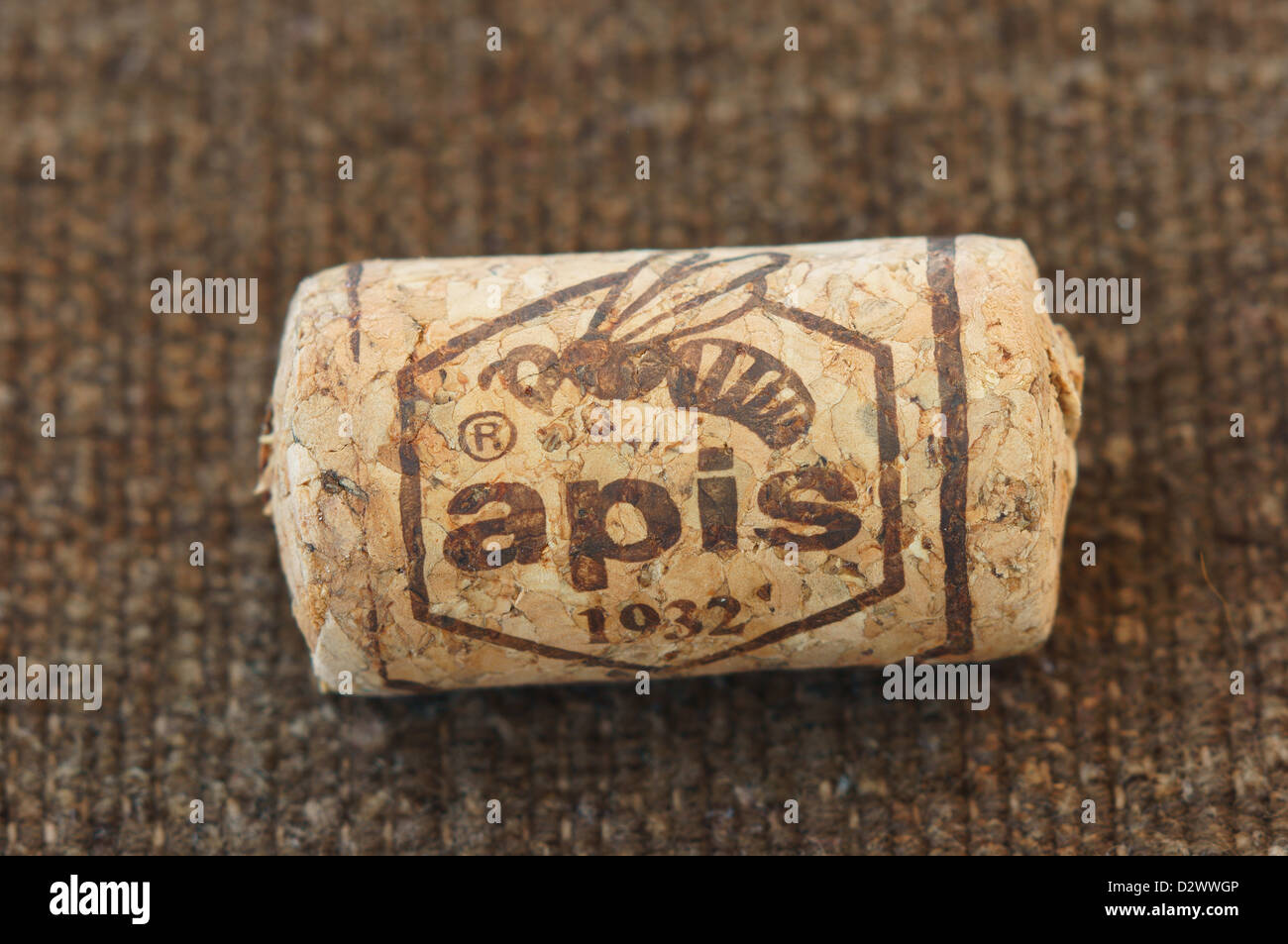 Mead cork stopper with Apis logo polish finest mead honey producer Stock Photo