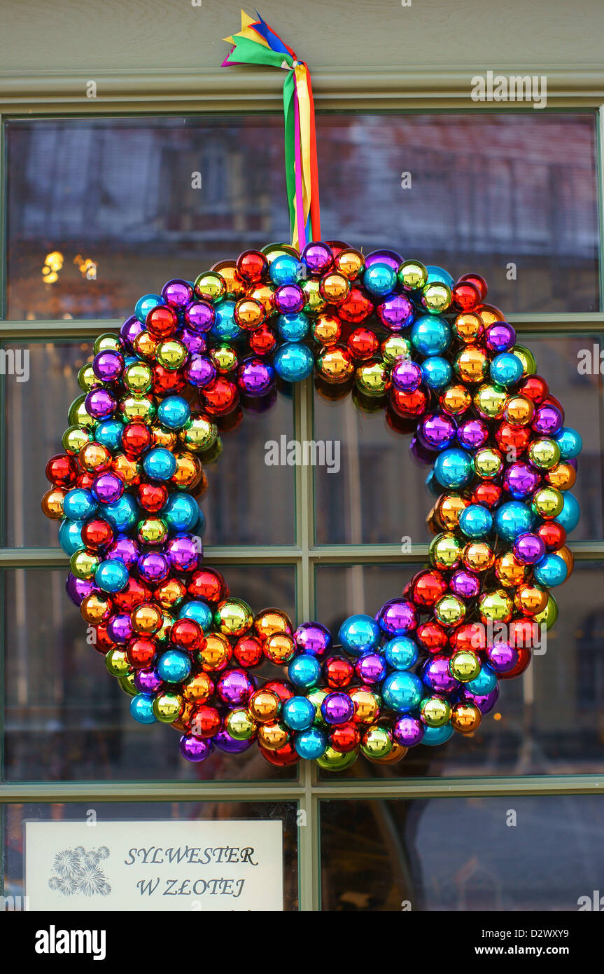 Decorative Christmas garland Wroclaw Stock Photo