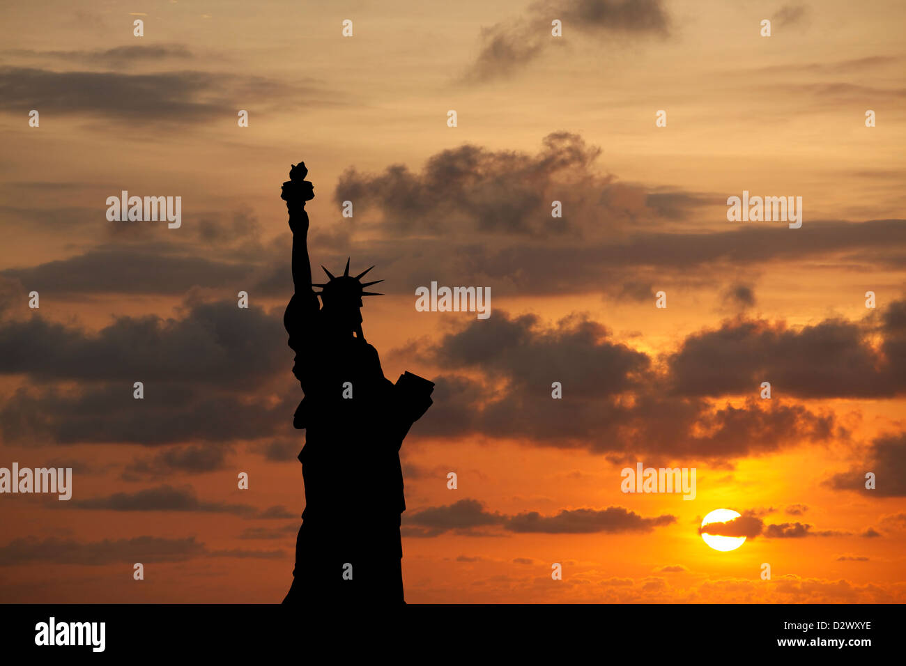 The Statue of Liberty at Sunset, New York City Stock Photo - Alamy