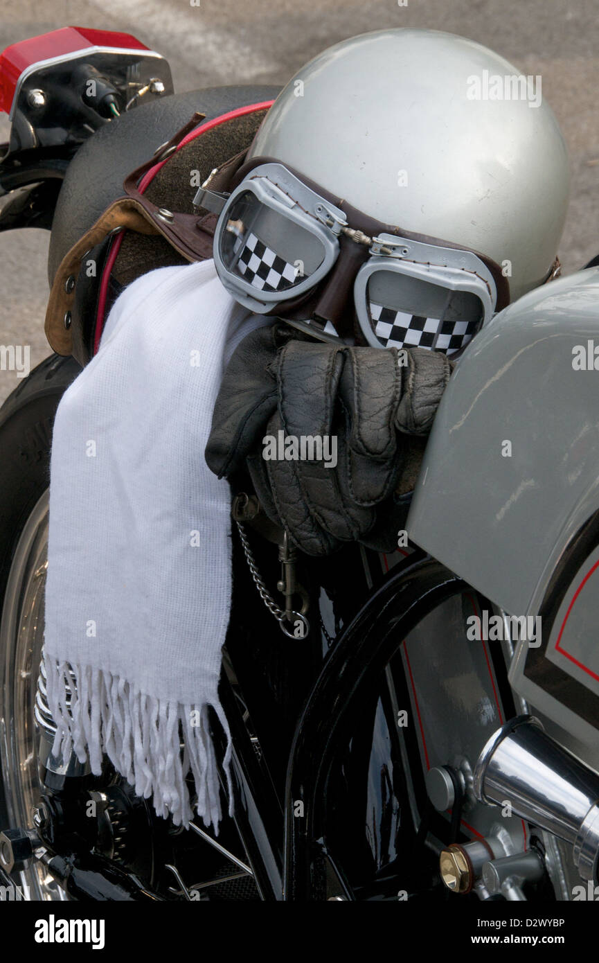 motorbike helmet and gloves