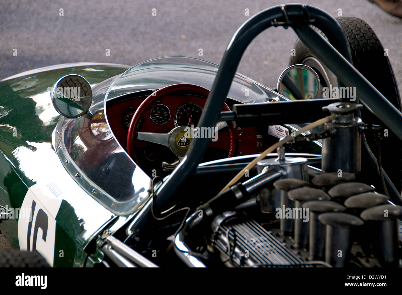 Green Lotus Single Seater Vintage Racing Car view from rear showing ...