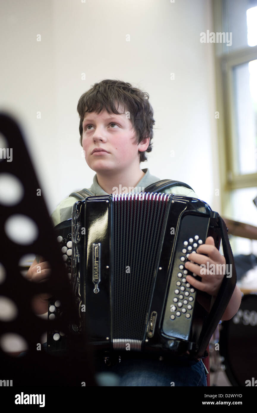 St. Georgen, Germany, students of the 7th Class in music lessons Stock Photo