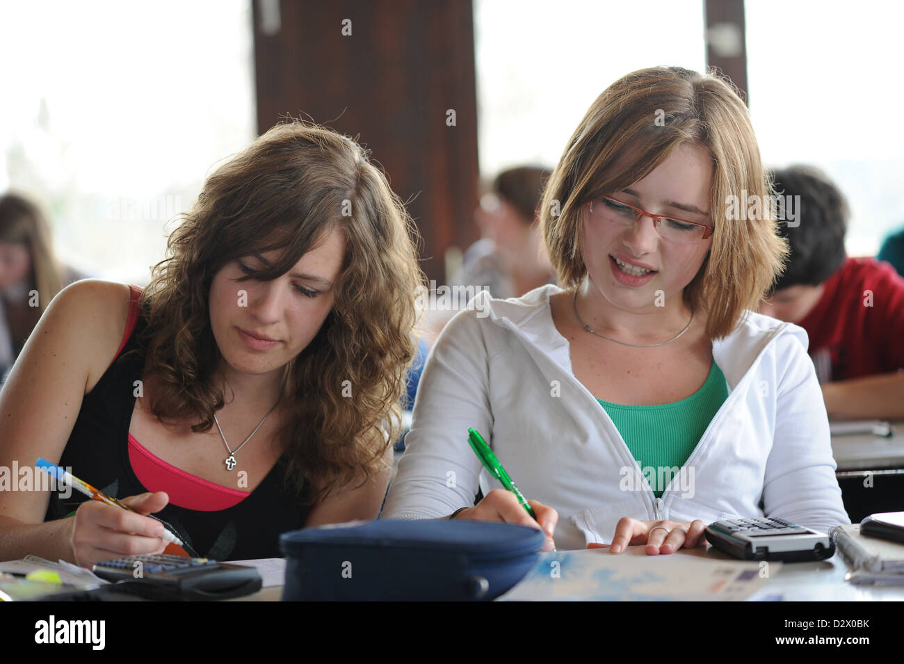 St. Georgen, Germany, the 8th Schuelerinnen Class in math class Stock ...