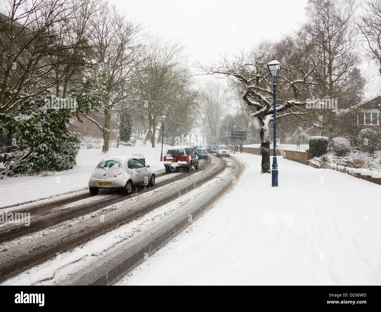Weather - Snow in the UK, Solihull West Midlands Winter 2013 Stock Photo