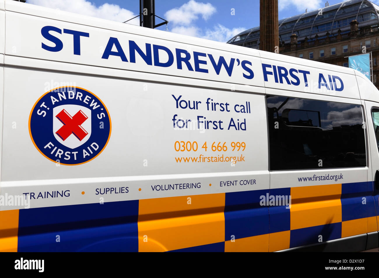 St Andrew's First Aid vehicle at an event, Scotland, UK Stock Photo