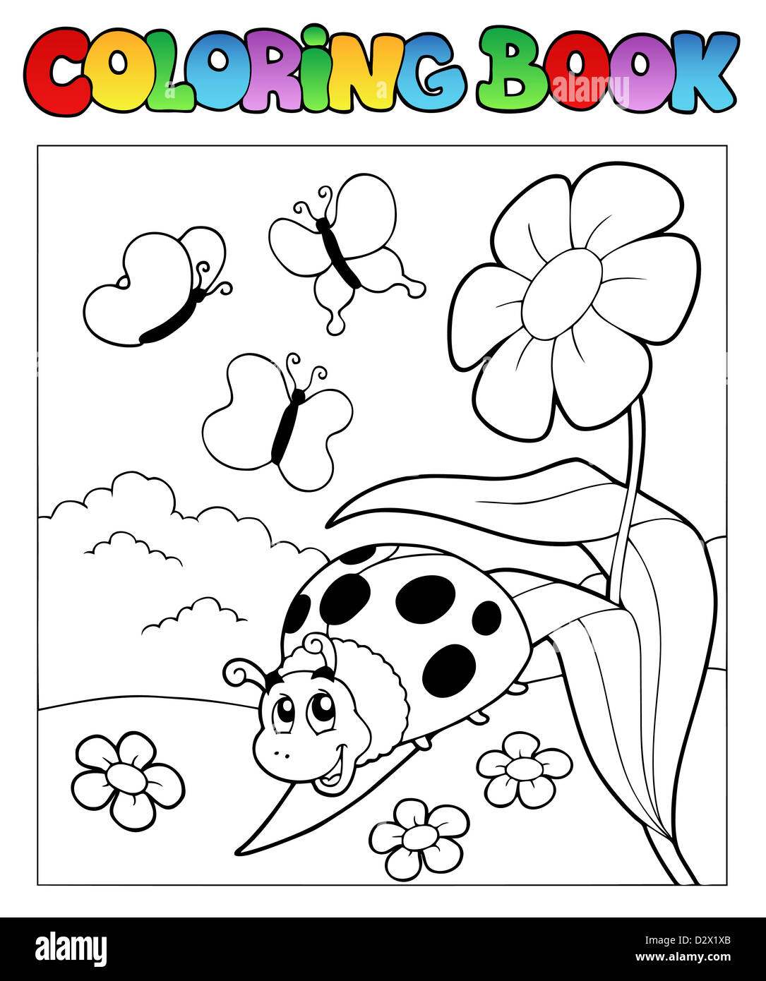 Coloring book with ladybug 1 - thematic illustration Stock Photo - Alamy