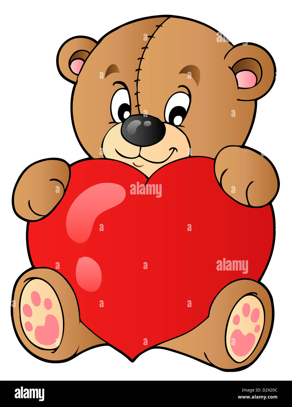 Cute teddy bear holding heart isolated illustration Stock Photo Alamy