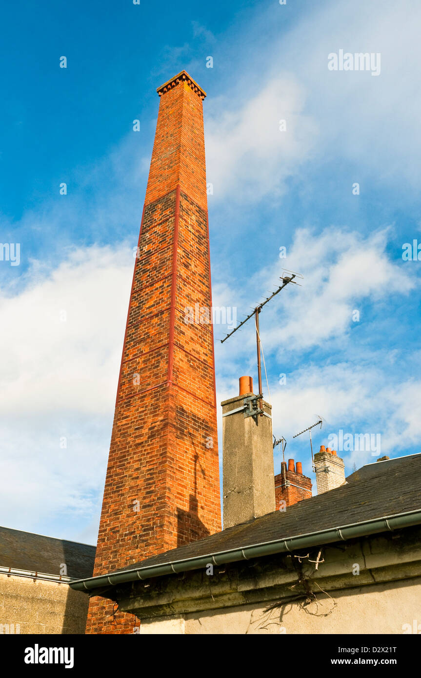 Tall brick chimney stack France Stock Photo Alamy