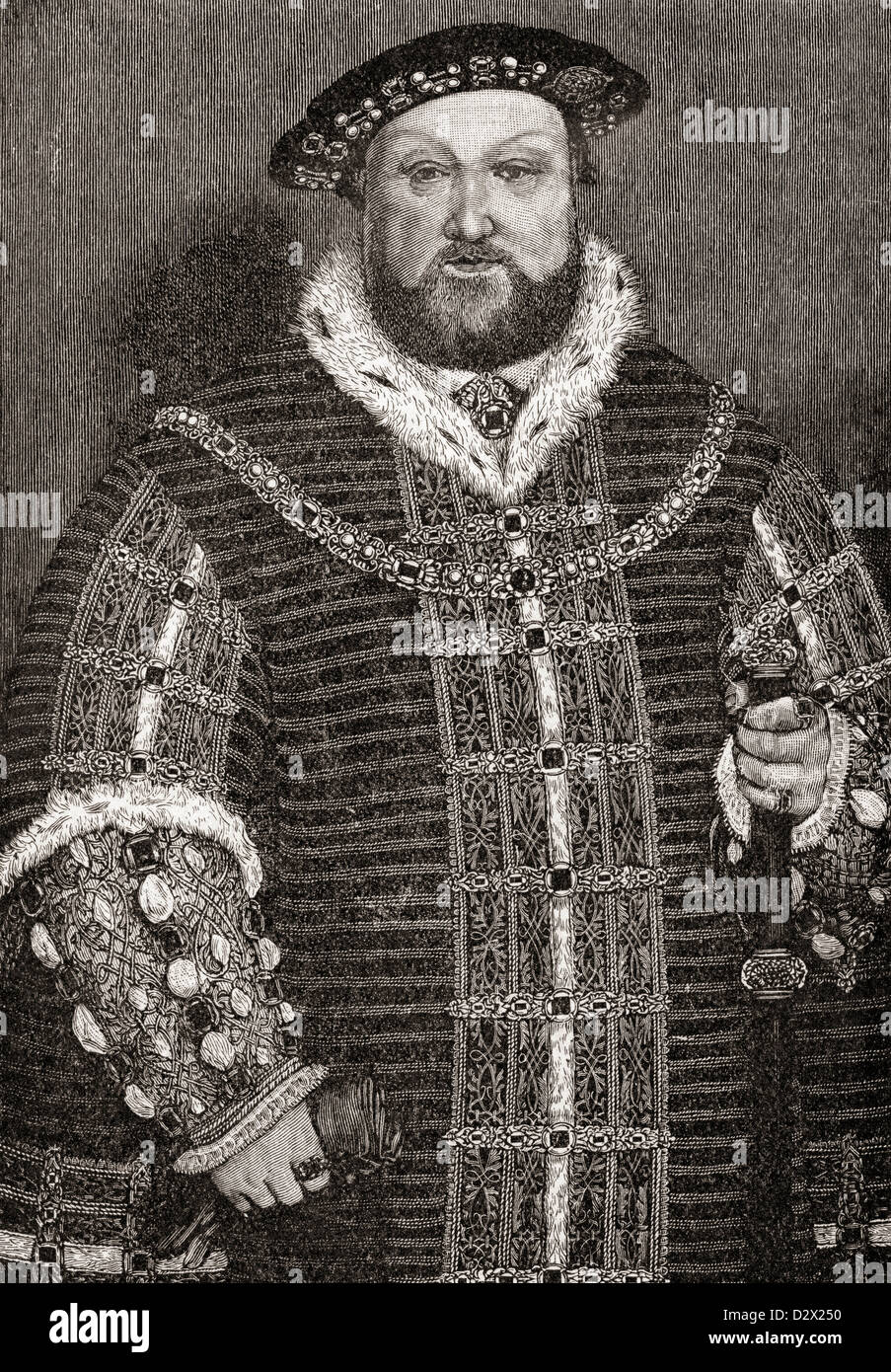 Henry VIII, 1491 to 1547. King of England and Ireland. From A First Book of British History published 1925. Stock Photo