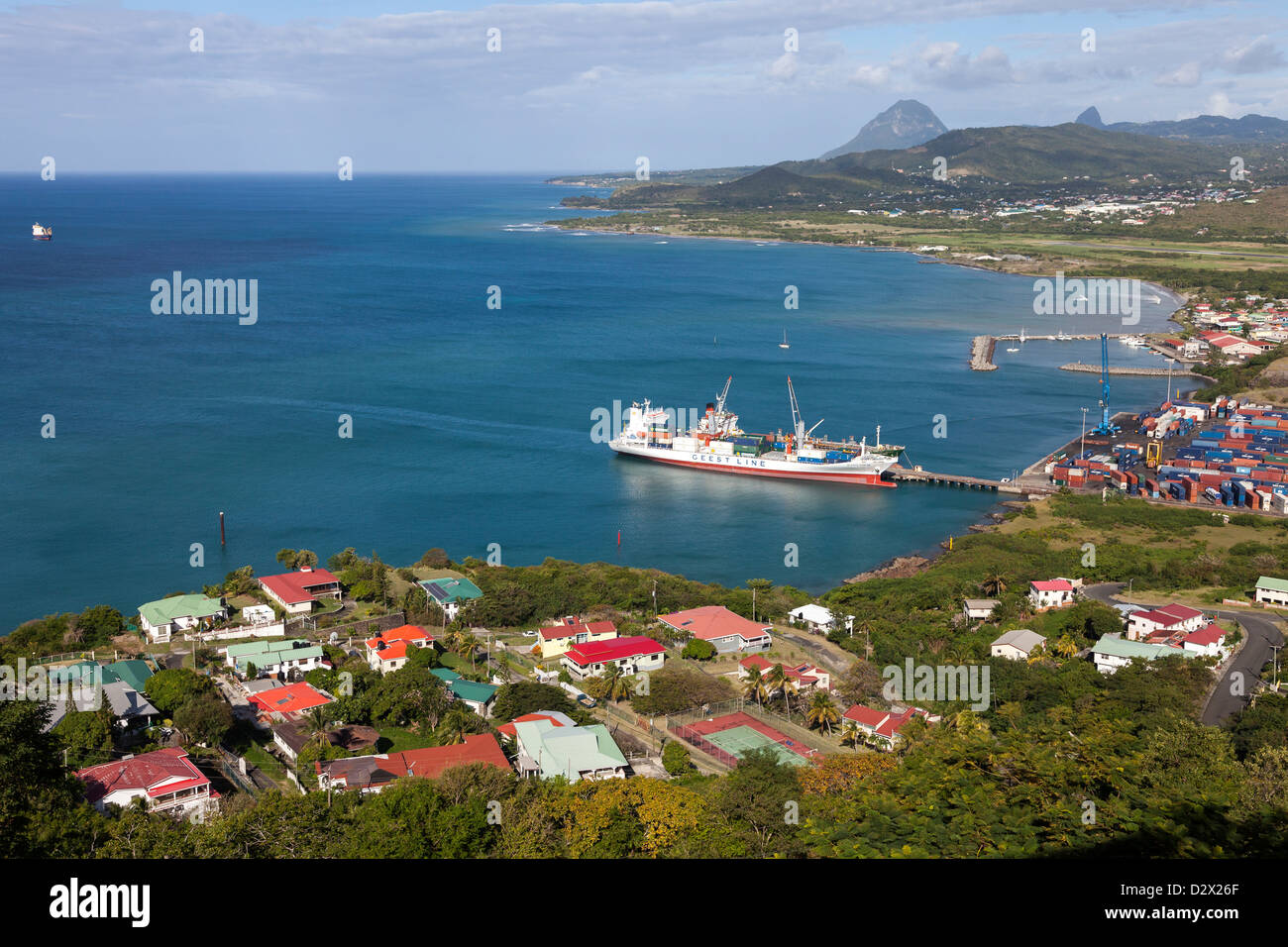 Vieux Fort harbour and marina in Vieux Fort Bay, St Lucia, view north