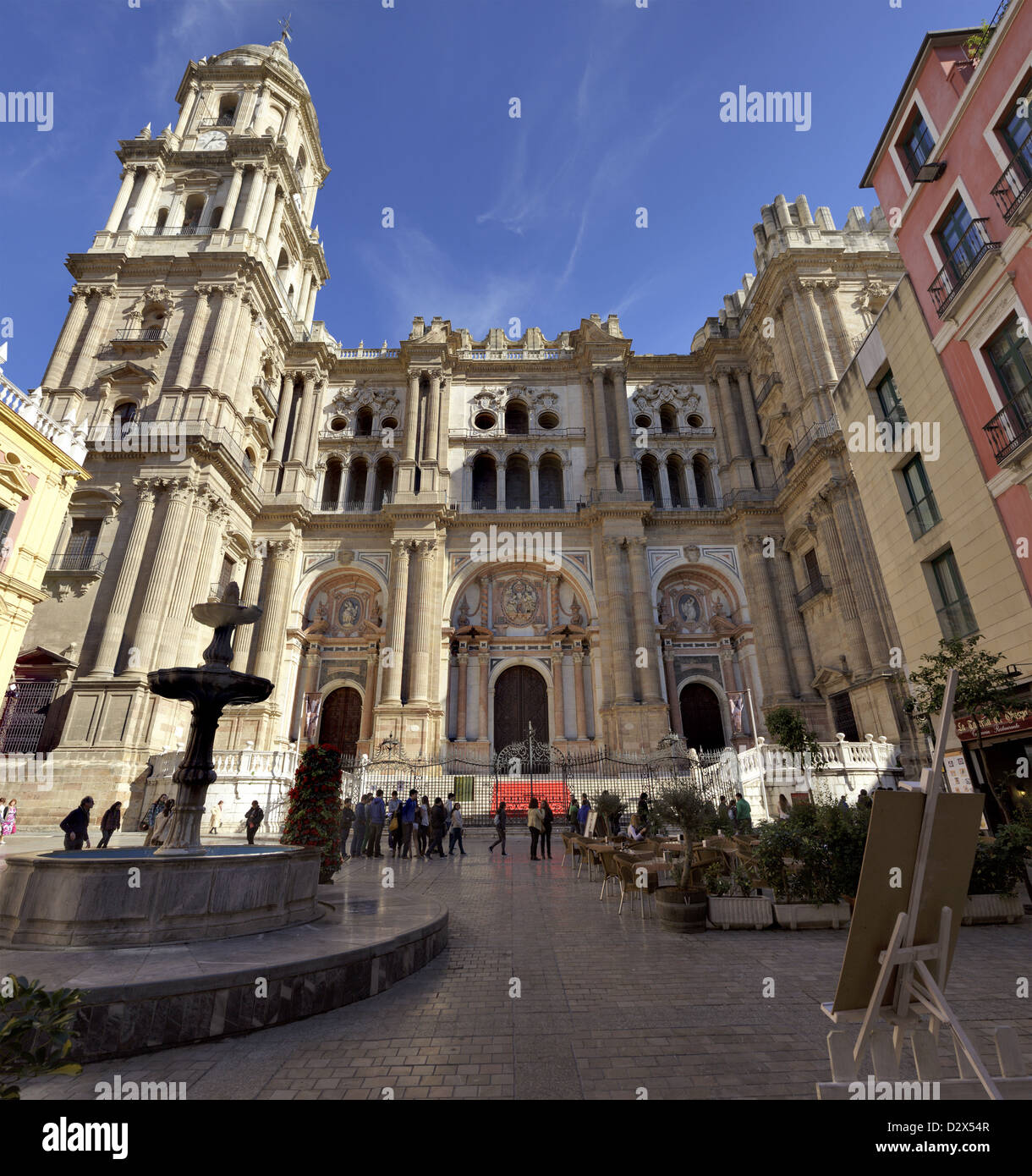 Malaga cathedral Santa Iglesia Catedral Basilica de la Encarnacion Malaga Spain. A six image stitched picture. Stock Photo