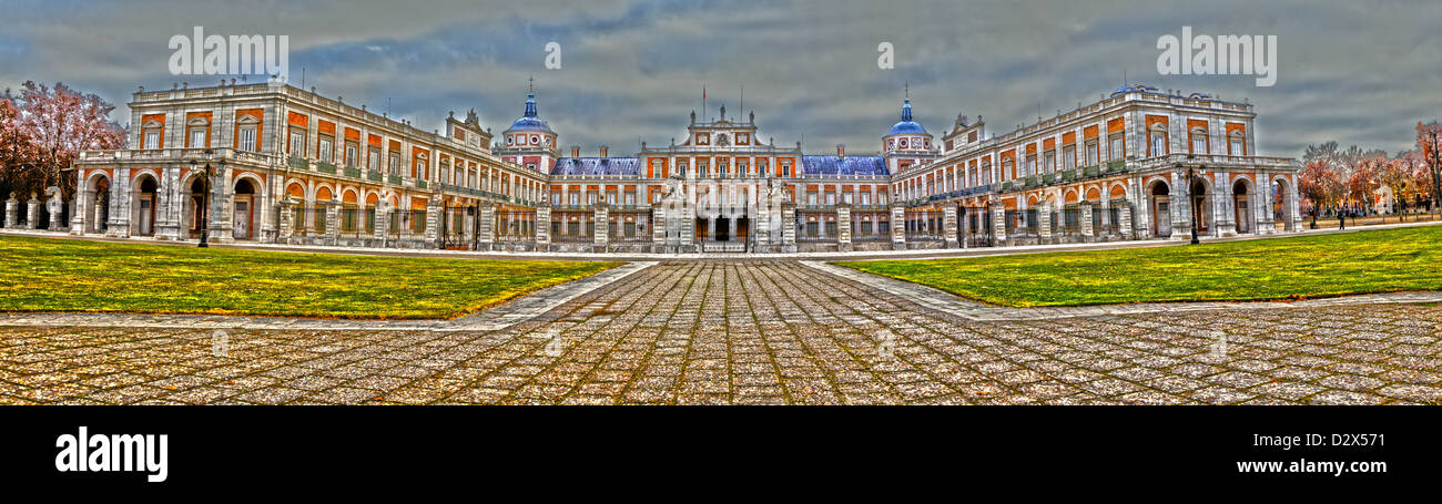Dramatic HDR four image stitch rendition of the Royal Palace Aranjuez Spain Stock Photo