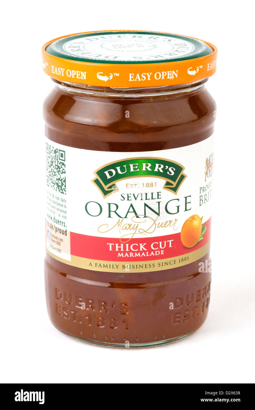 Jar of Duerr's Seville Orange Marmalade, UK Stock Photo