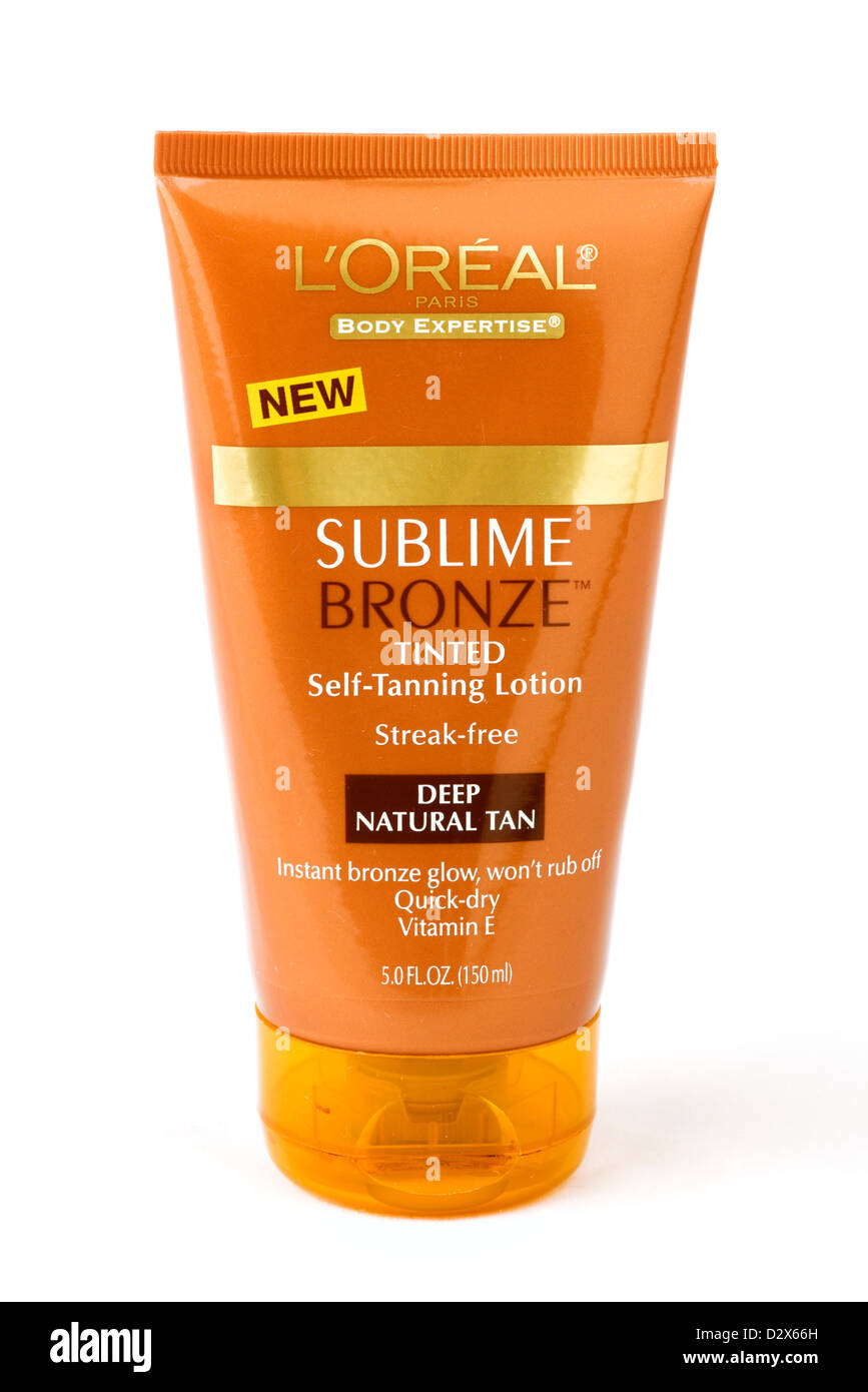 Tube of L'Oreal Sublime Bronze tinted self-tanning lotion Stock Photo