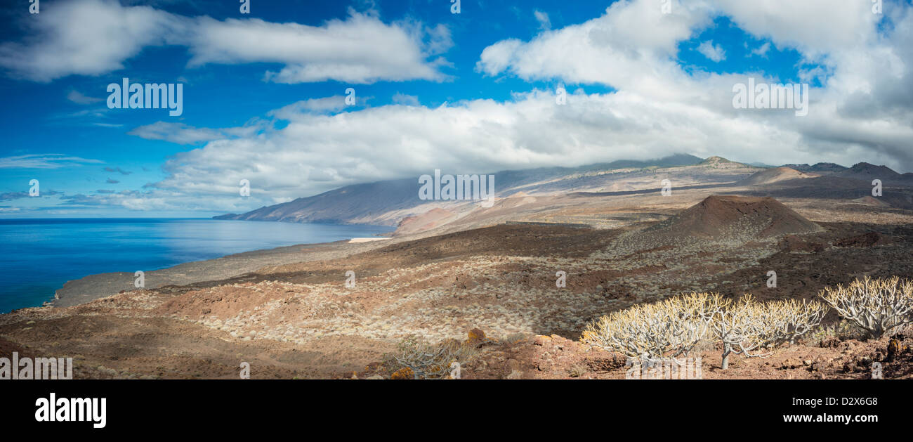 Panorama from Montana Puerto de Naos, looking westards over Tacoron and El Julan, in the south of El Hierro, Canary Islands Stock Photo