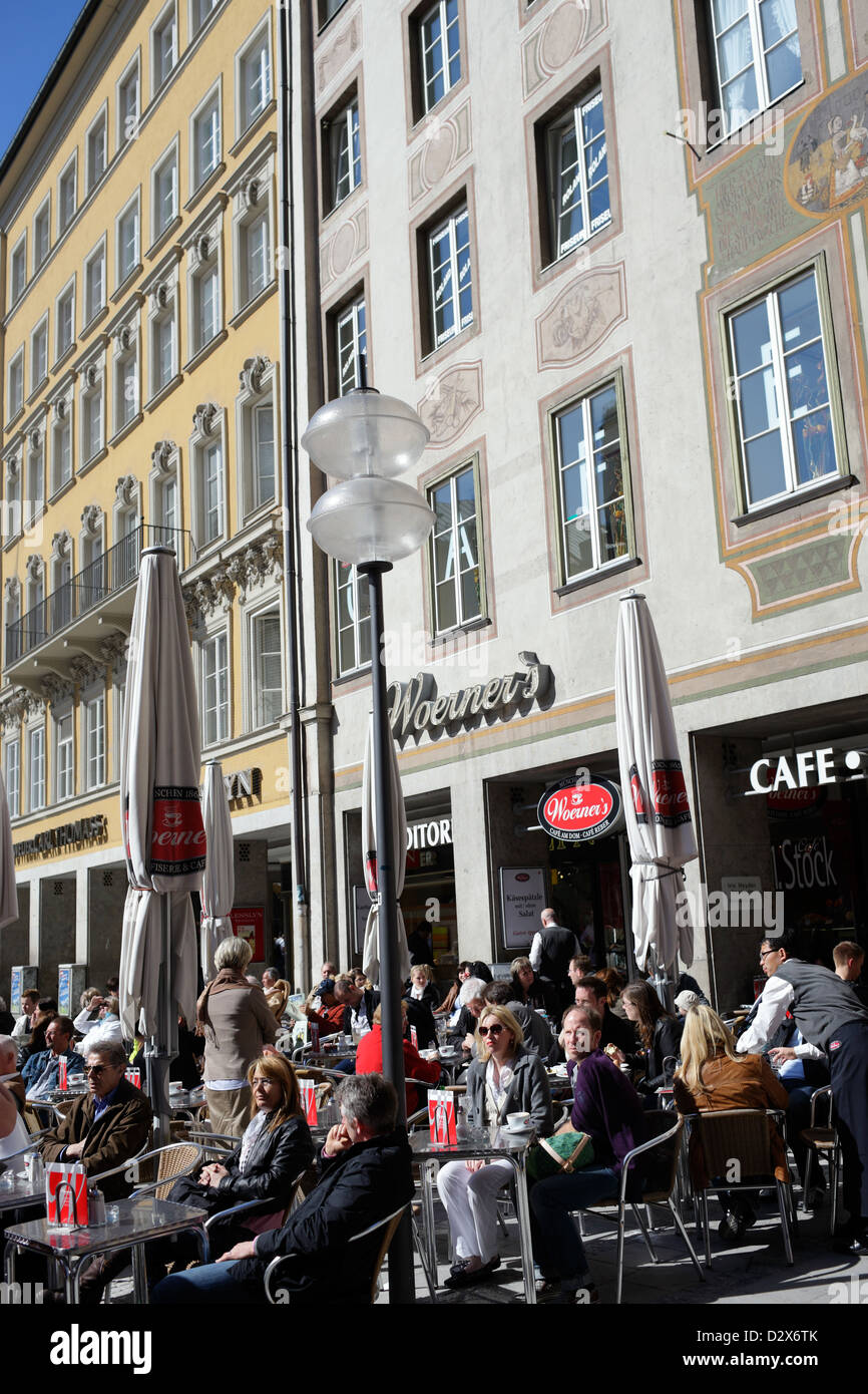 Munich, Germany, guests sit in a street cafe Stock Photo Alamy