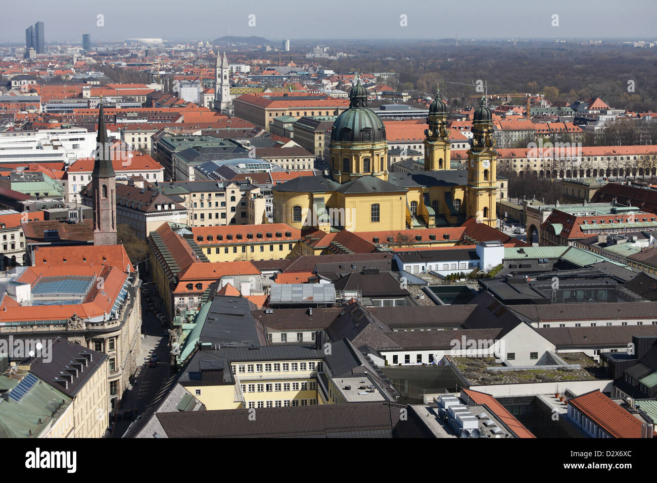 Munich, Germany, with a view over Munich Theatinerkirche Stock Photo