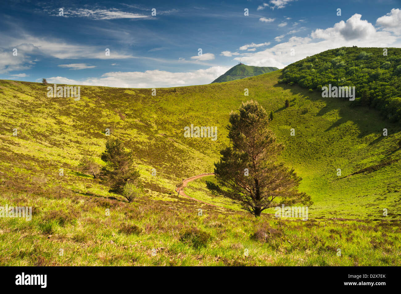 The crater of Puy de Pariou Volcano, with the top of PuydeDome