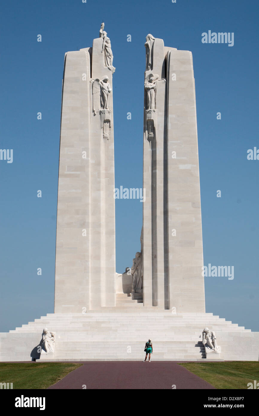 The central pylons at the Canadian World War One Memorial at the Vimy ...