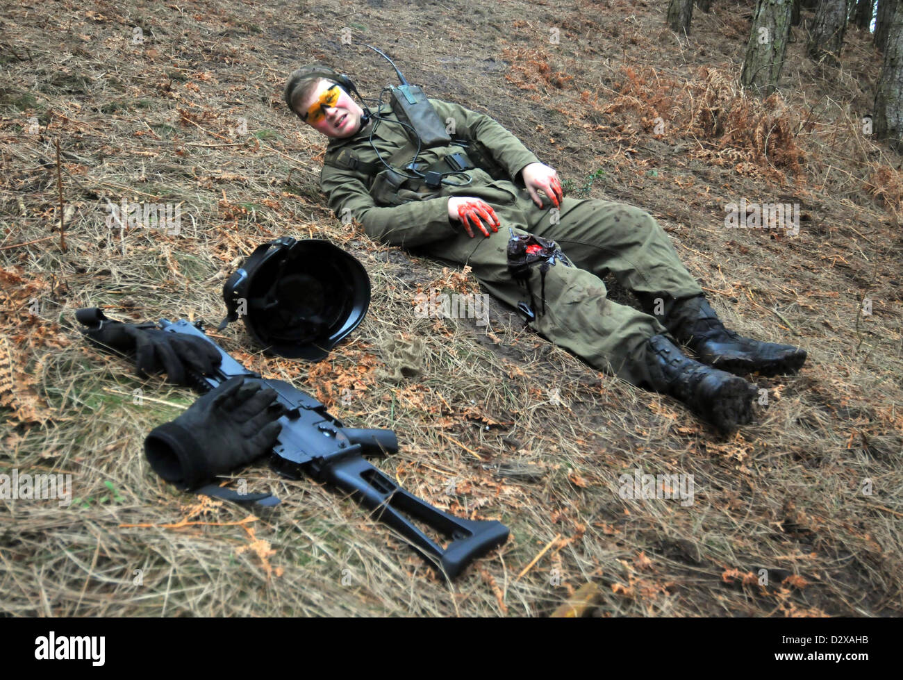 Airsoft, participants in action during an airsoft game, UK Stock Photo