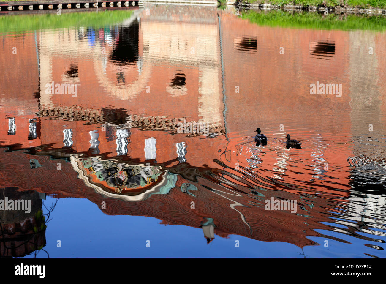 Berlin, Germany, the Spandau Citadel is reflected in the moat Stock Photo
