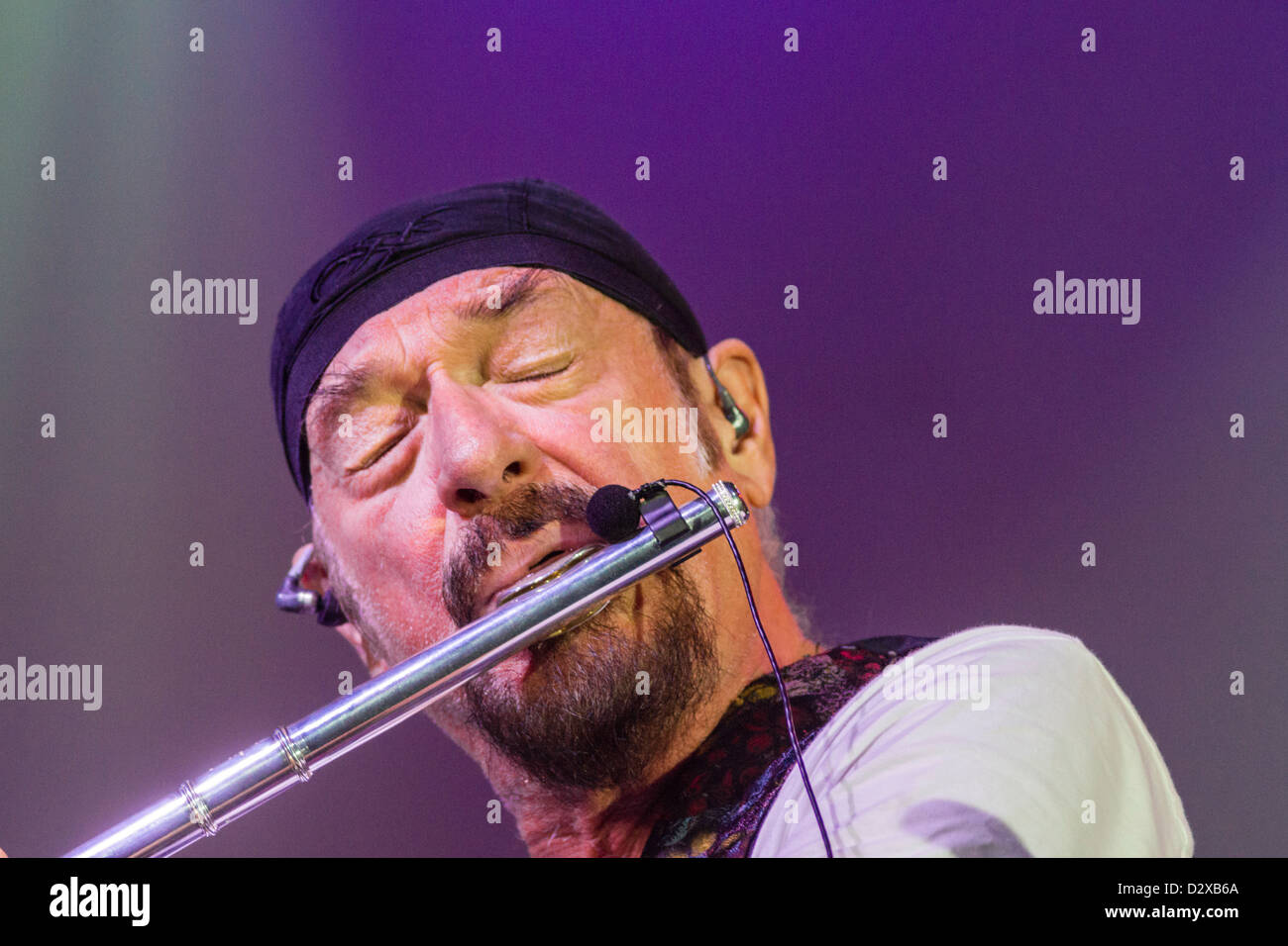 Legendary flutist and singer Ian Anderson of Jethro Tull, 2012 Stock