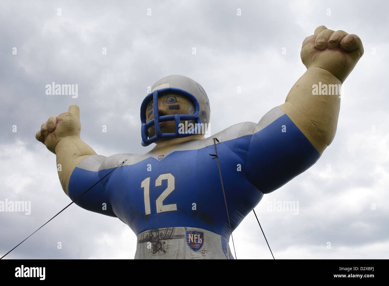 Berlin, Germany, giant inflated doll in the form of an American Football player Stock Photo