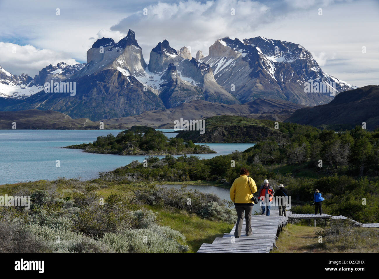 Lago Pehoe and Los Cuernos, Torres del Paine National Park, Patagonia, Chile Stock Photo