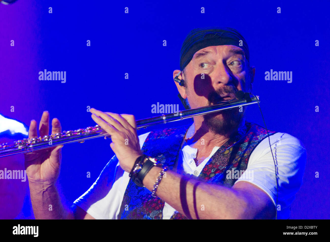 Legendary flutist and singer Ian Anderson of Jethro Tull, 2012 Stock