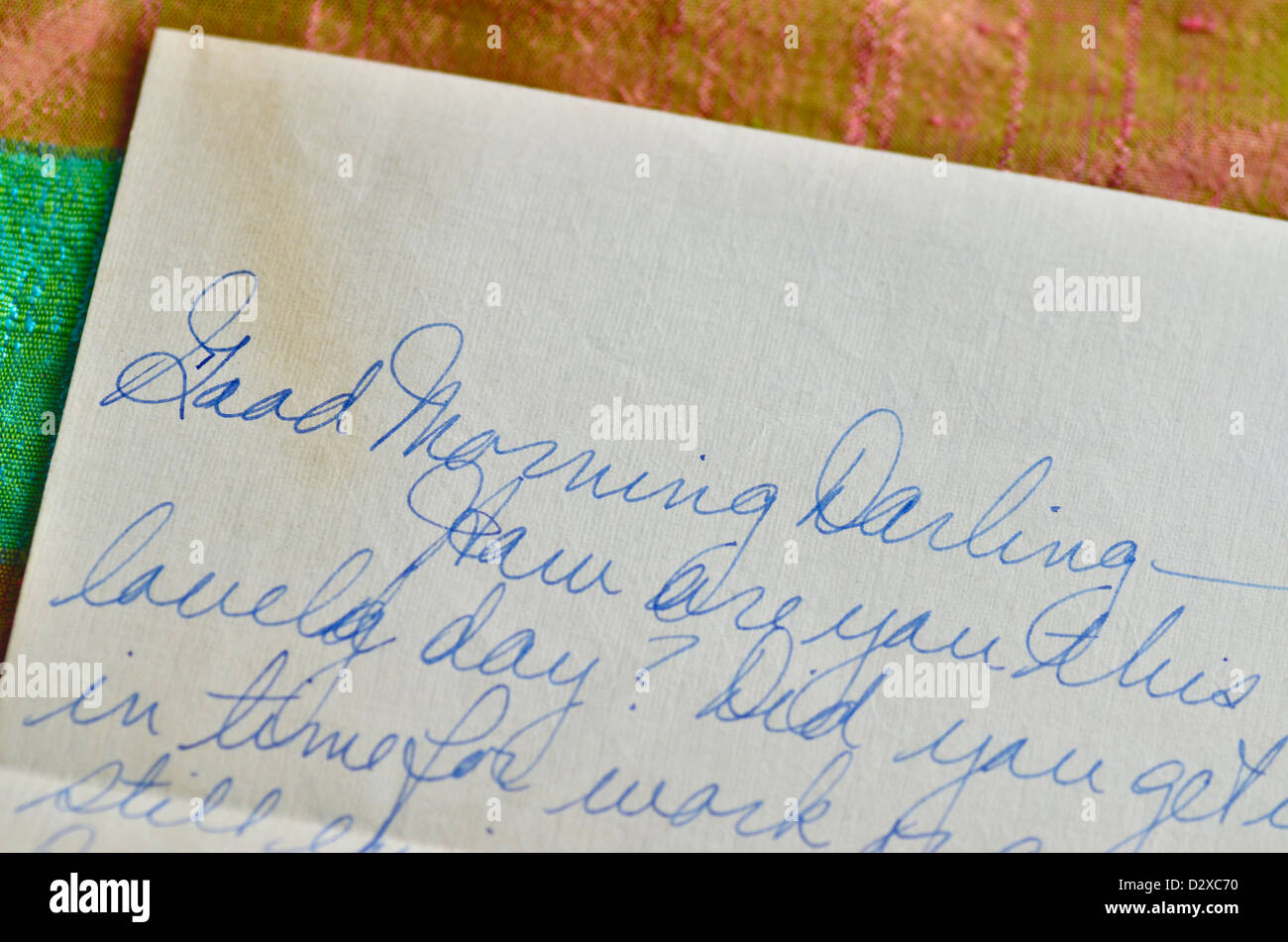 Old Love letter on fabric background. Stock Photo