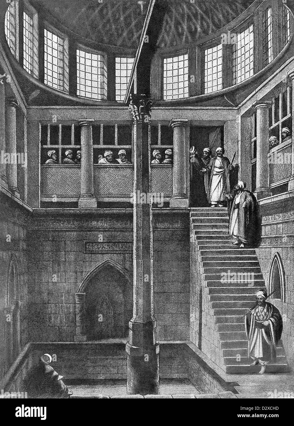A 1903 view of the interior of Nilometer on Rhodes as it appeared in History of Egypt by French Egyptologist Gaston Maspero Stock Photo