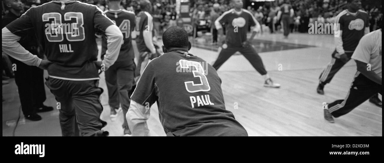 Feb. 2, 2013 - Los Angeles, California, USA - Los Angeles Clippers warm up before the against the  Orlando Magic at Staples Center on January 12, 2013 in Los  Angeles, California. (Credit Image: © Armando Arorizo/Prensa Internacional/ZUMAPRESS.com) Stock Photo