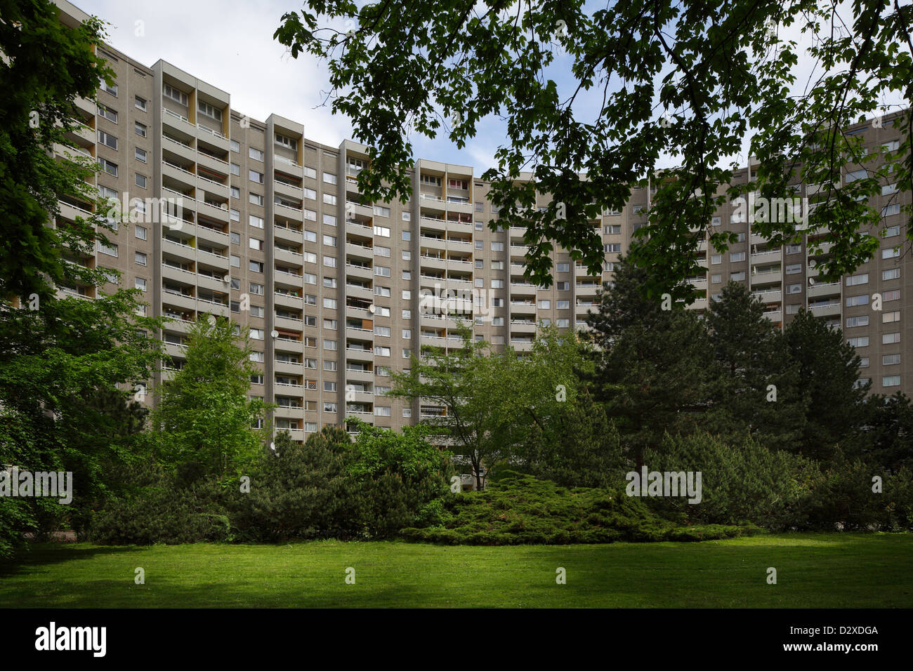 Berlin, Germany, the courtyard of the Gropius House in Gropiusstadt Stock Photo