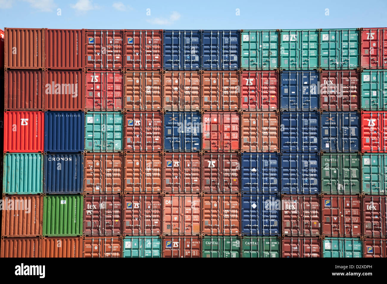Colourful stacked Shipping containers at Port Botany Sydney Australia Stock Photo