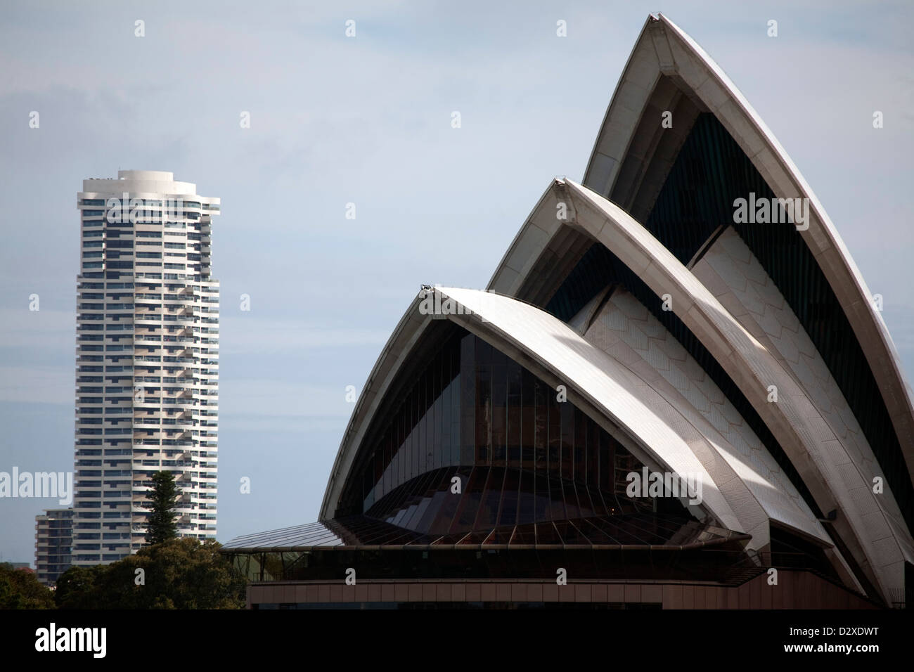 Sydney Opera House  and the residential apartment building The Horizons Sydney Australia Stock Photo